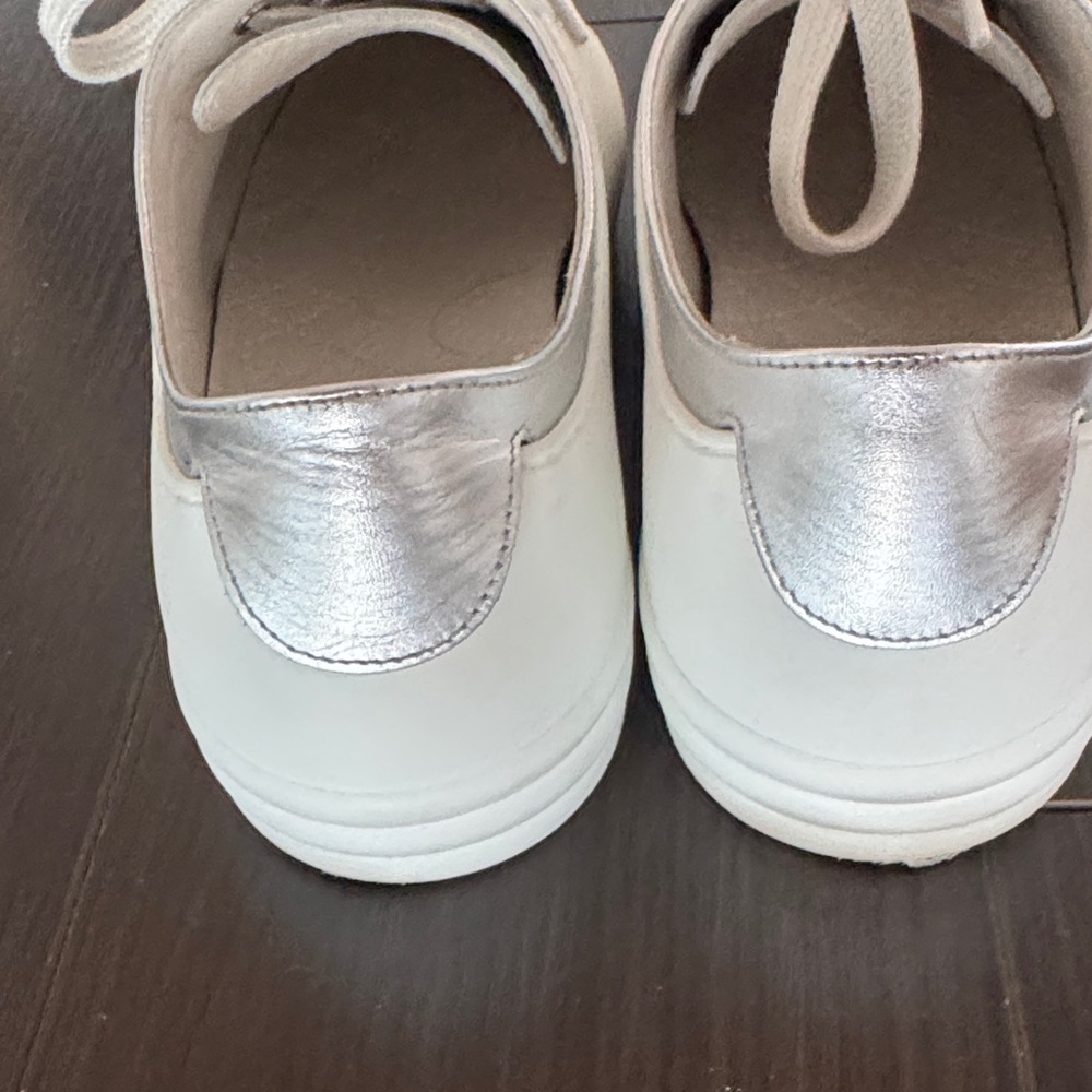 CHANEL White and Silver Logo Sneakers - Picture 6 of 10